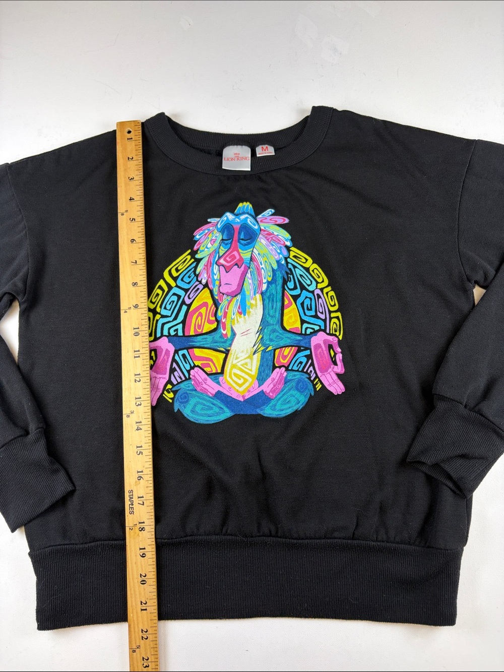 Disney Lion King Rafiki Meditation Psychedelic Sweatshirt Black Womens Size Med - Picture 3 of 5